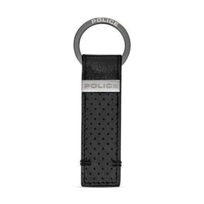 Police Orion Mens Leather Perforated Keyring